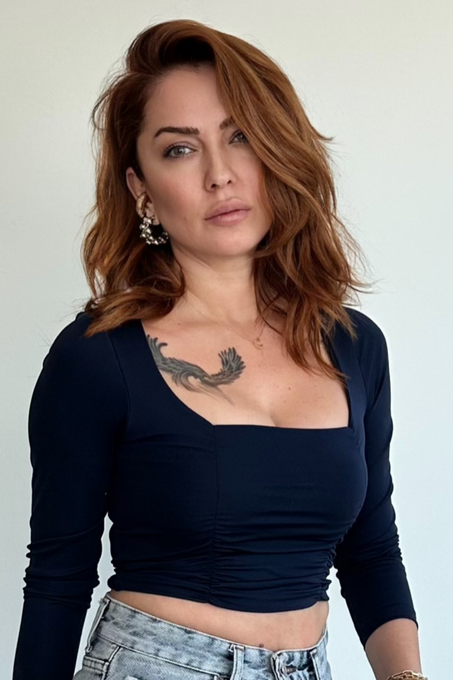 Lacivert Önü Büzgülü Bluz