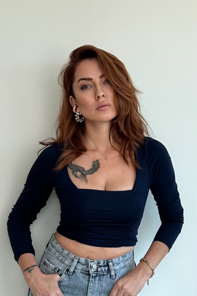 Lacivert Önü Büzgülü Bluz