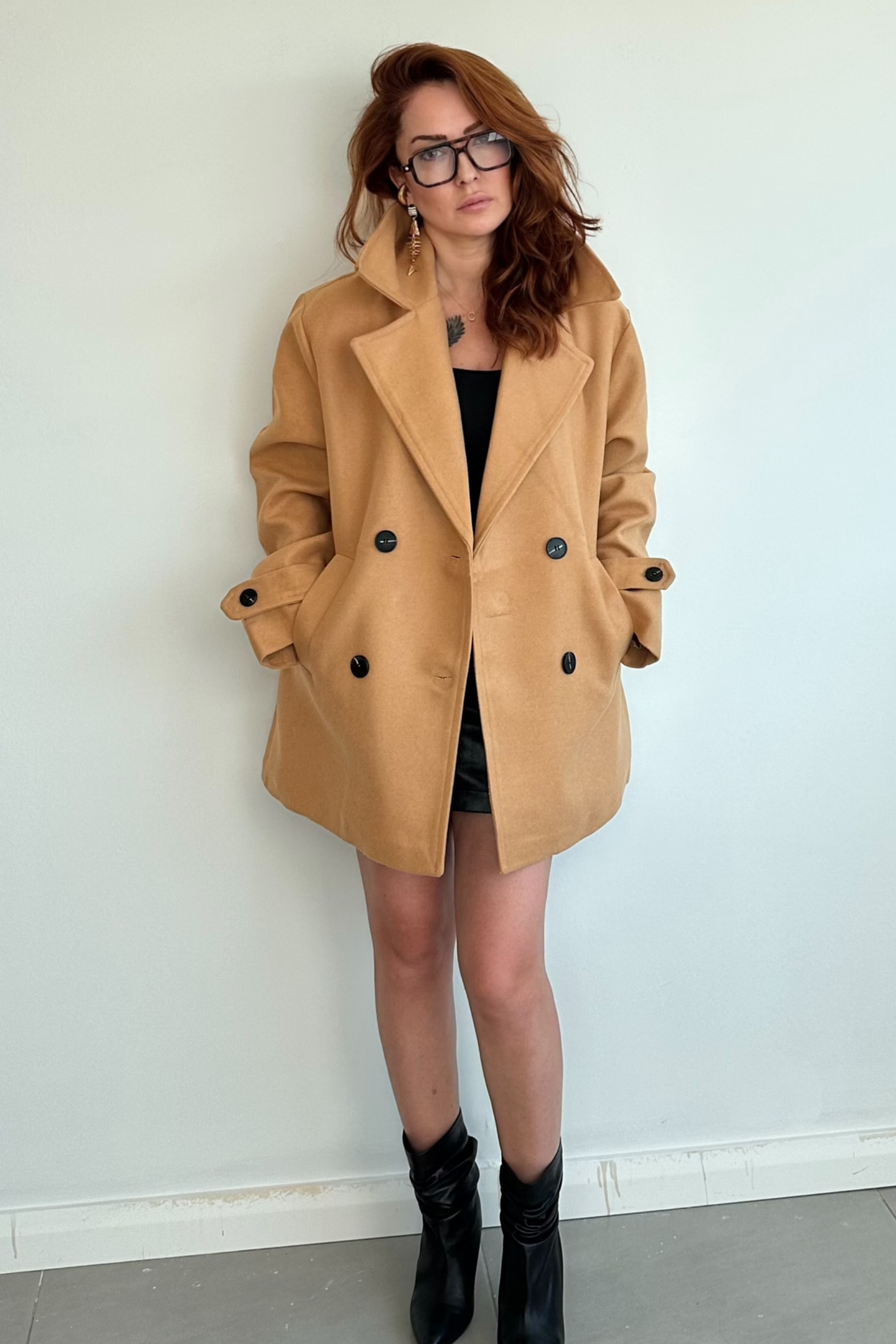 Camel Kısa Kaşe Kaban