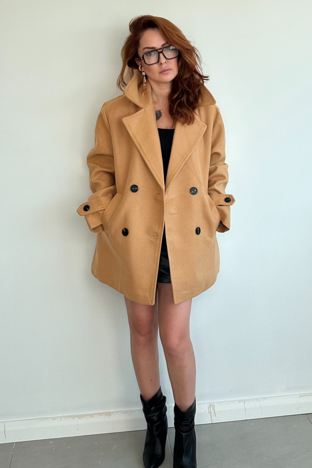 Camel Kısa Kaşe Kaban