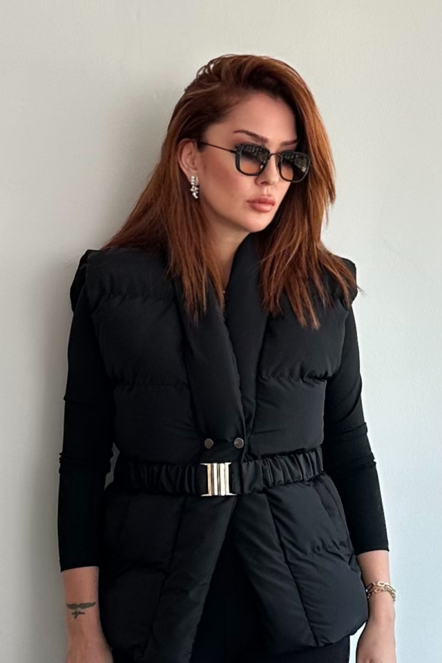 Siyah Kemerli Puff Yelek