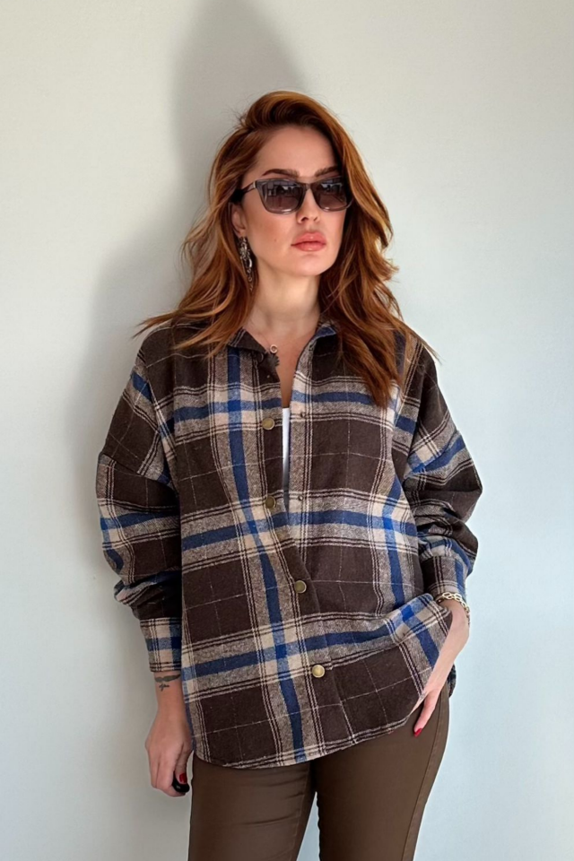 Kahve Rengi Ekose Oduncu Gömlek