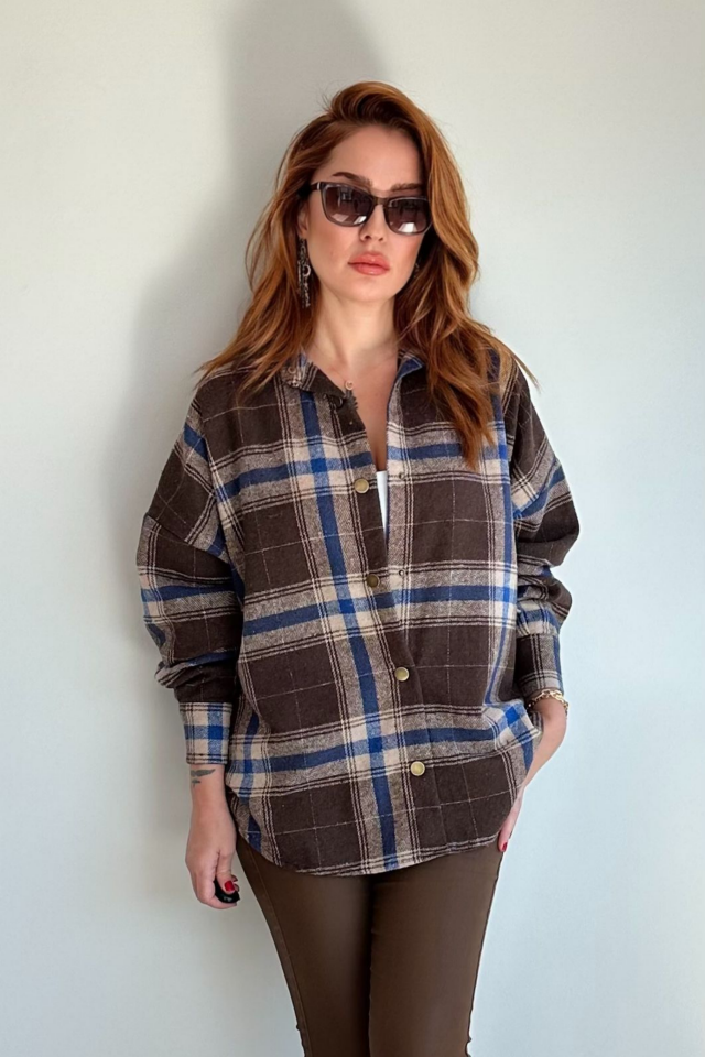 Kahve Rengi Ekose Oduncu Gömlek