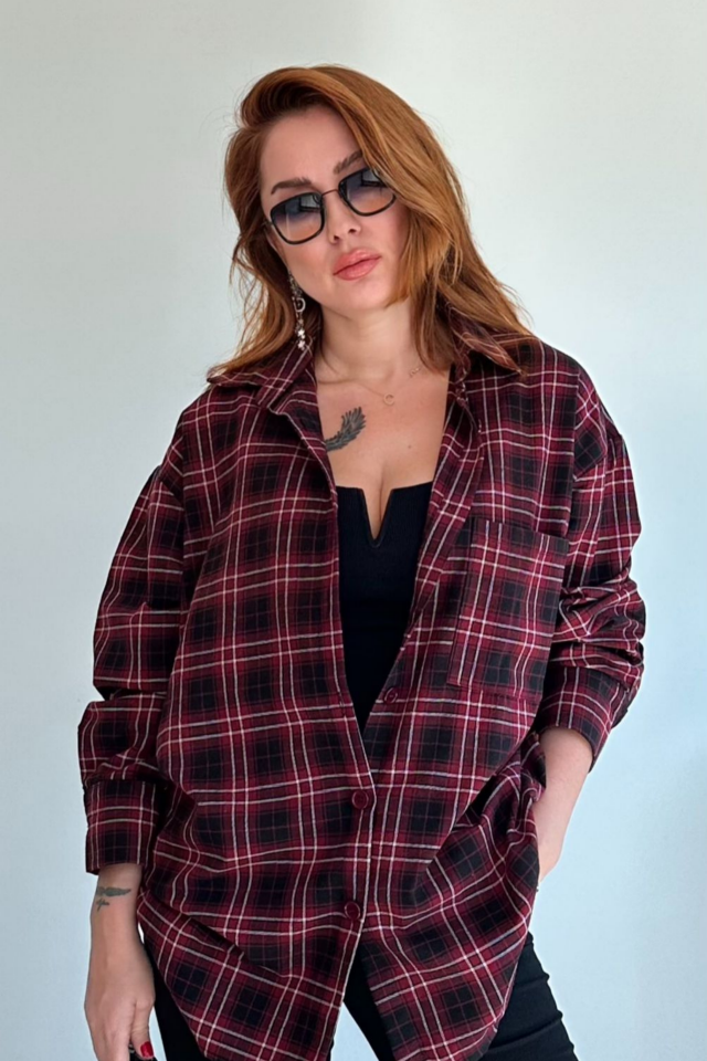 Siyah Kırmızı Ekose Oduncu Gömlek