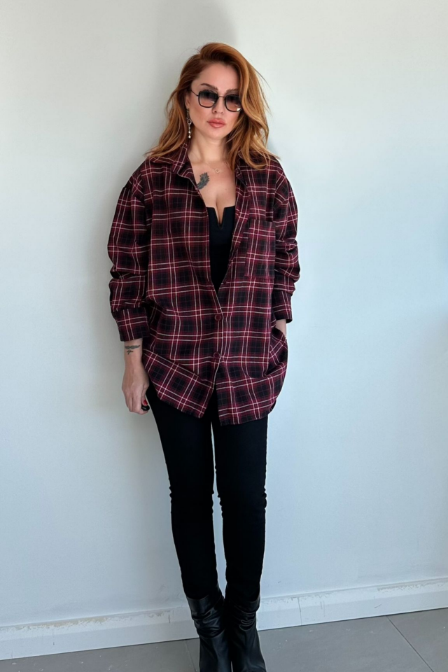 Siyah Kırmızı Ekose Oduncu Gömlek