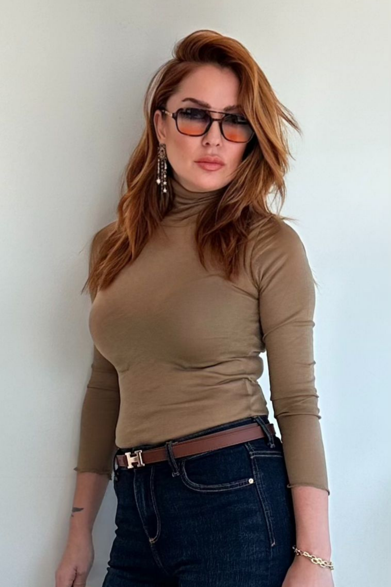 Dik Yaka Camel Transparan Bluz