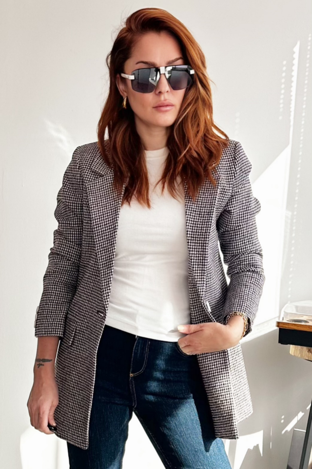 Mini Kazayağı Desenli Ceket