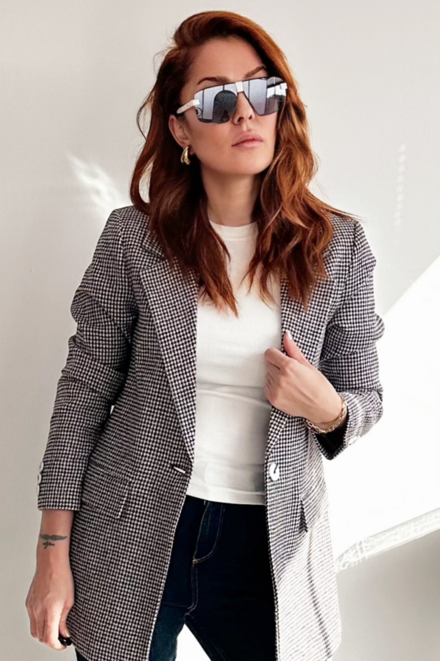 Mini Kazayağı Desenli Ceket