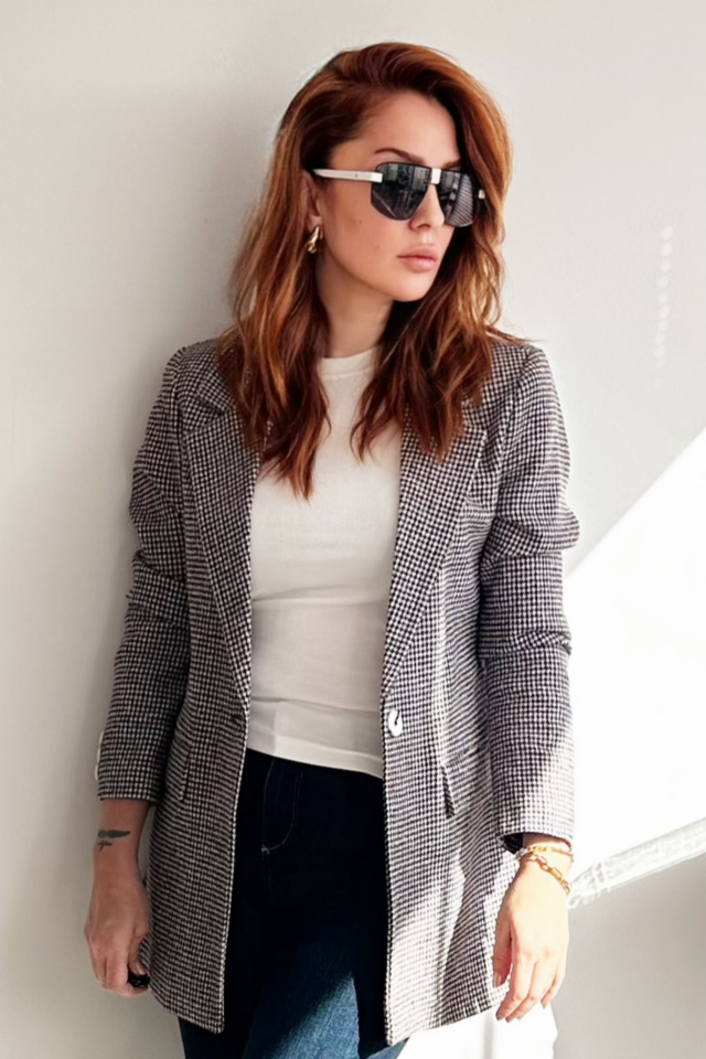 Mini Kazayağı Desenli Ceket