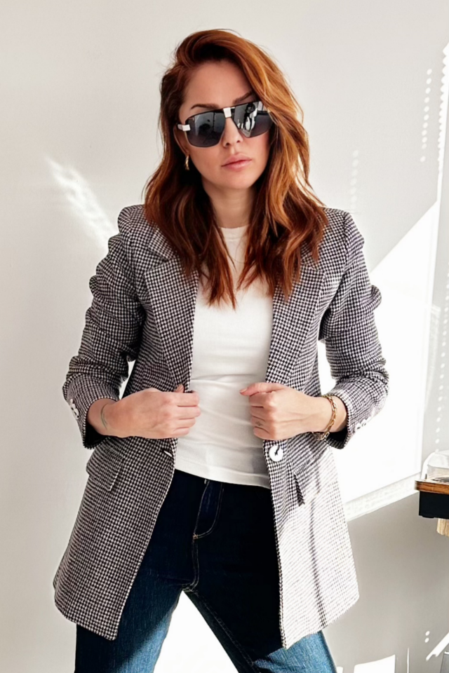 Mini Kazayağı Desenli Ceket