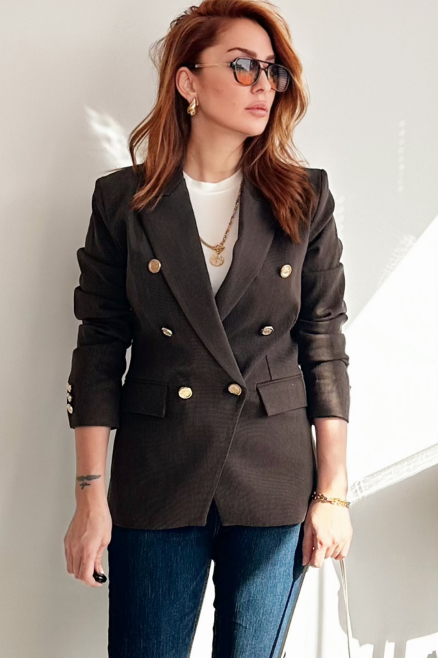 Kahverengi Gabardin Kruvaze Ceket