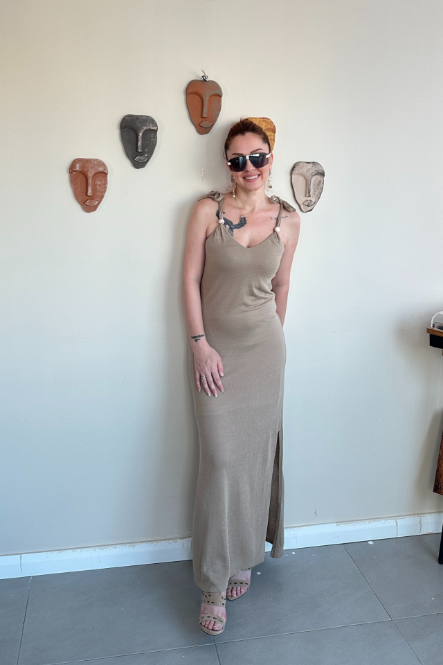 Camel Elegant Tasarım Elbise