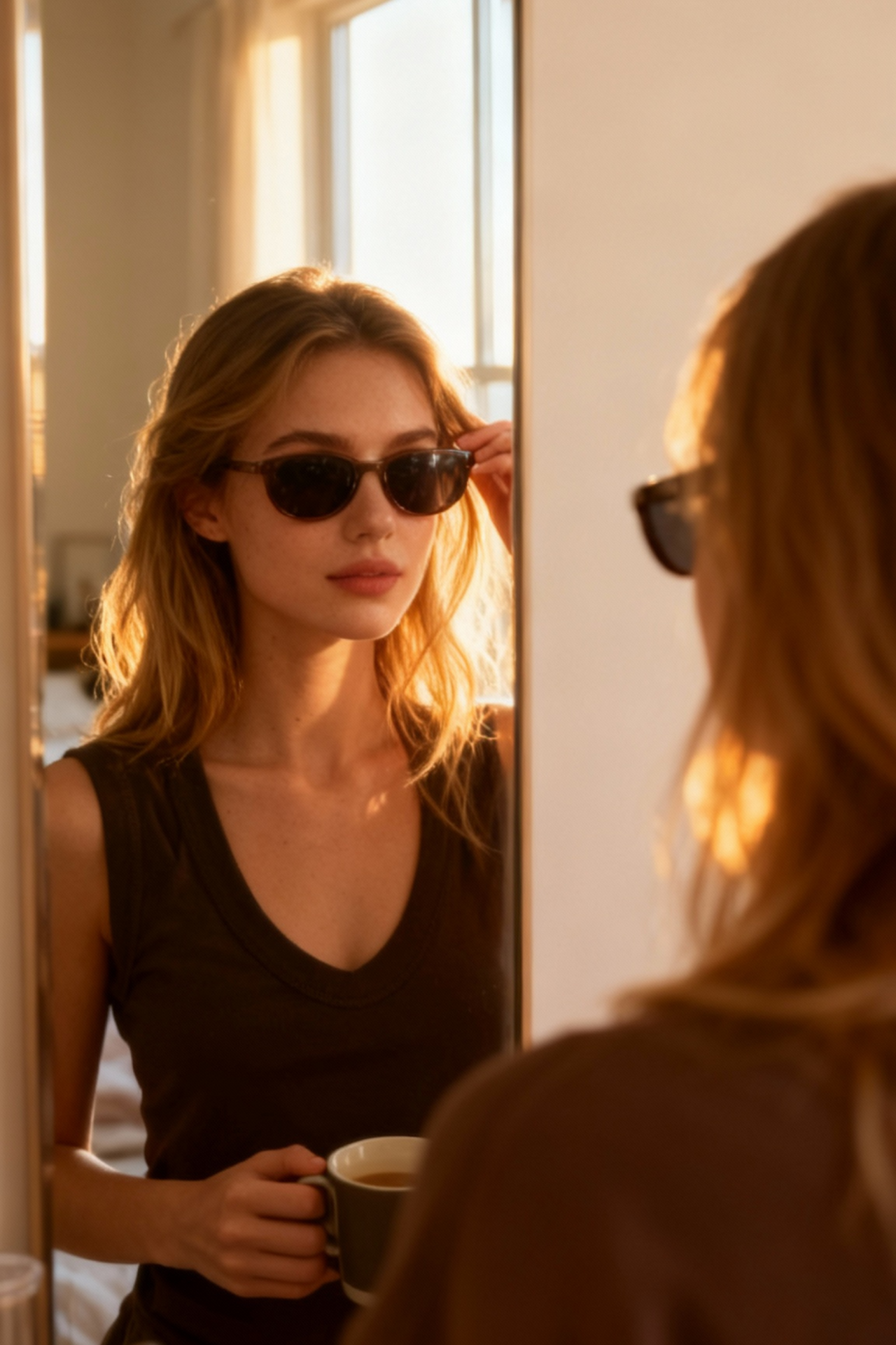 Kahve Geniş V Yaka Basic Üst