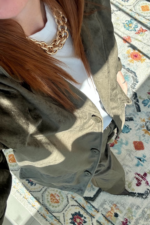 Haki Süet Pantolon Ceket Takım