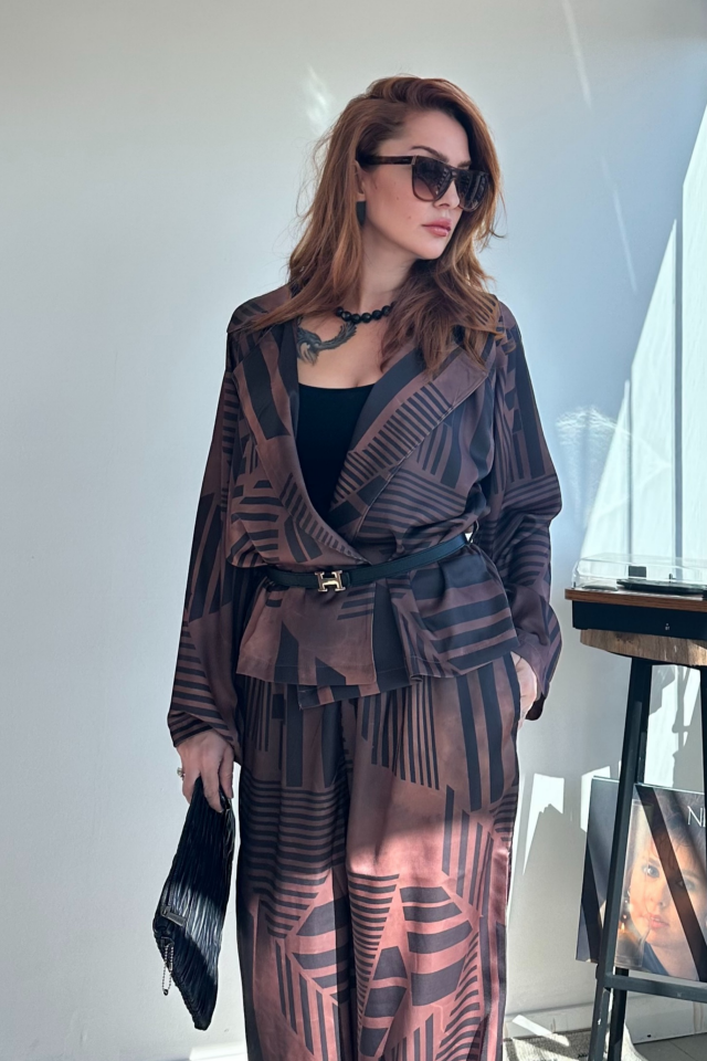 Desenli Gömlek Şalvar Takım