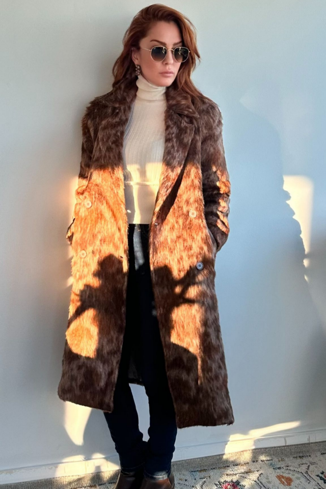 Kahverengi Kırçıllı Uzun Kaban