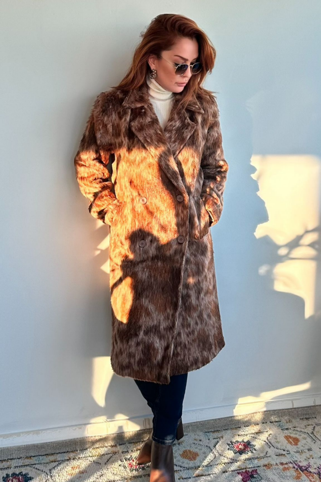 Kahverengi Kırçıllı Uzun Kaban