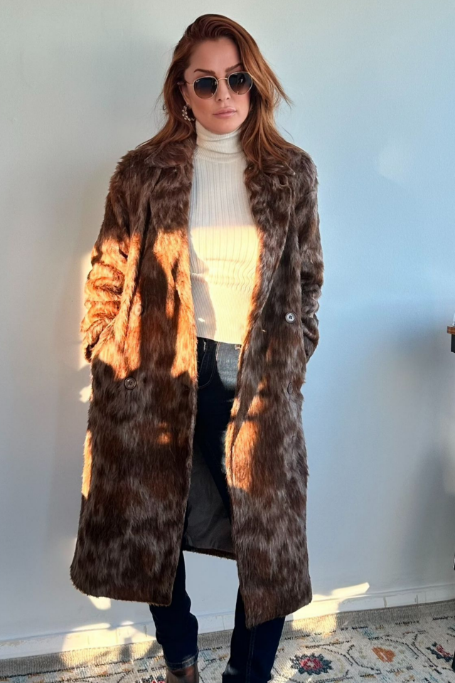 Kahverengi Kırçıllı Uzun Kaban