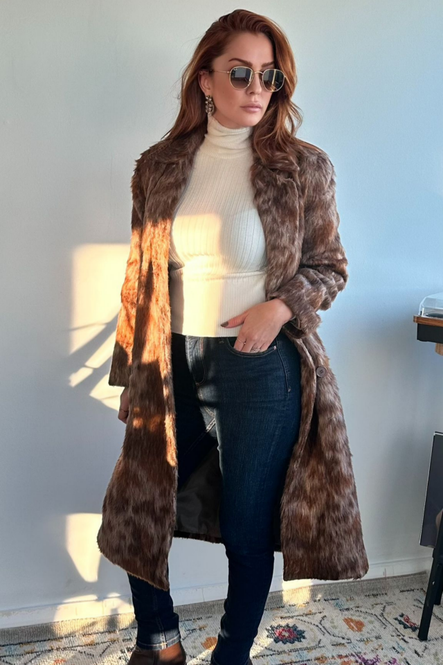 Kahverengi Kırçıllı Uzun Kaban