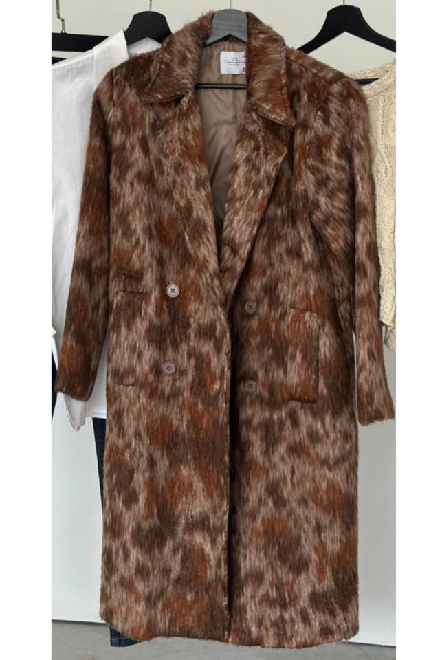 Kahverengi Kırçıllı Uzun Kaban