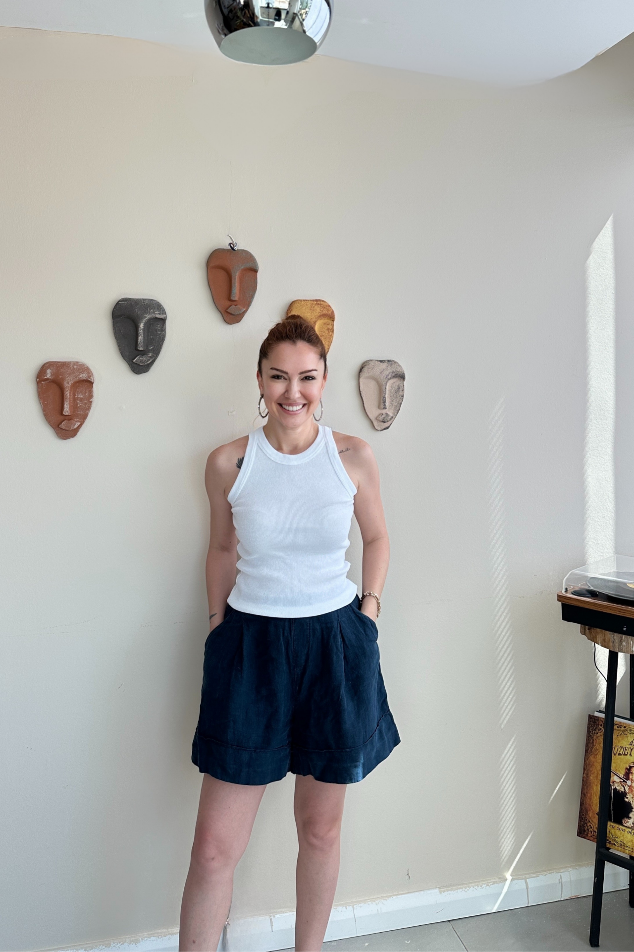 Lacivert Keten Şort