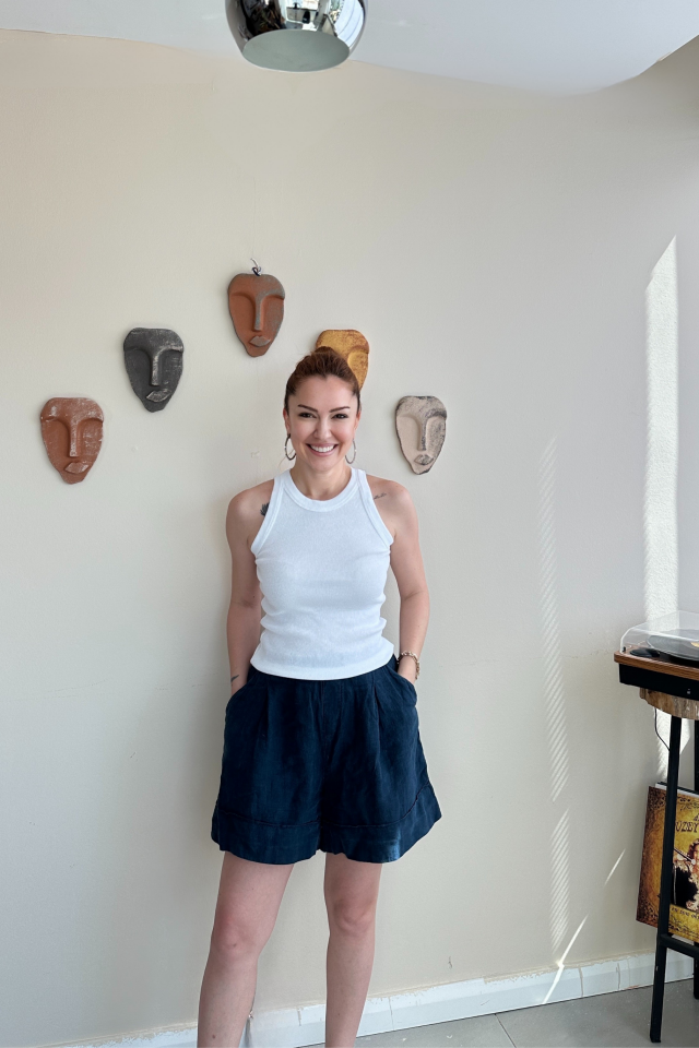 Lacivert Keten Şort