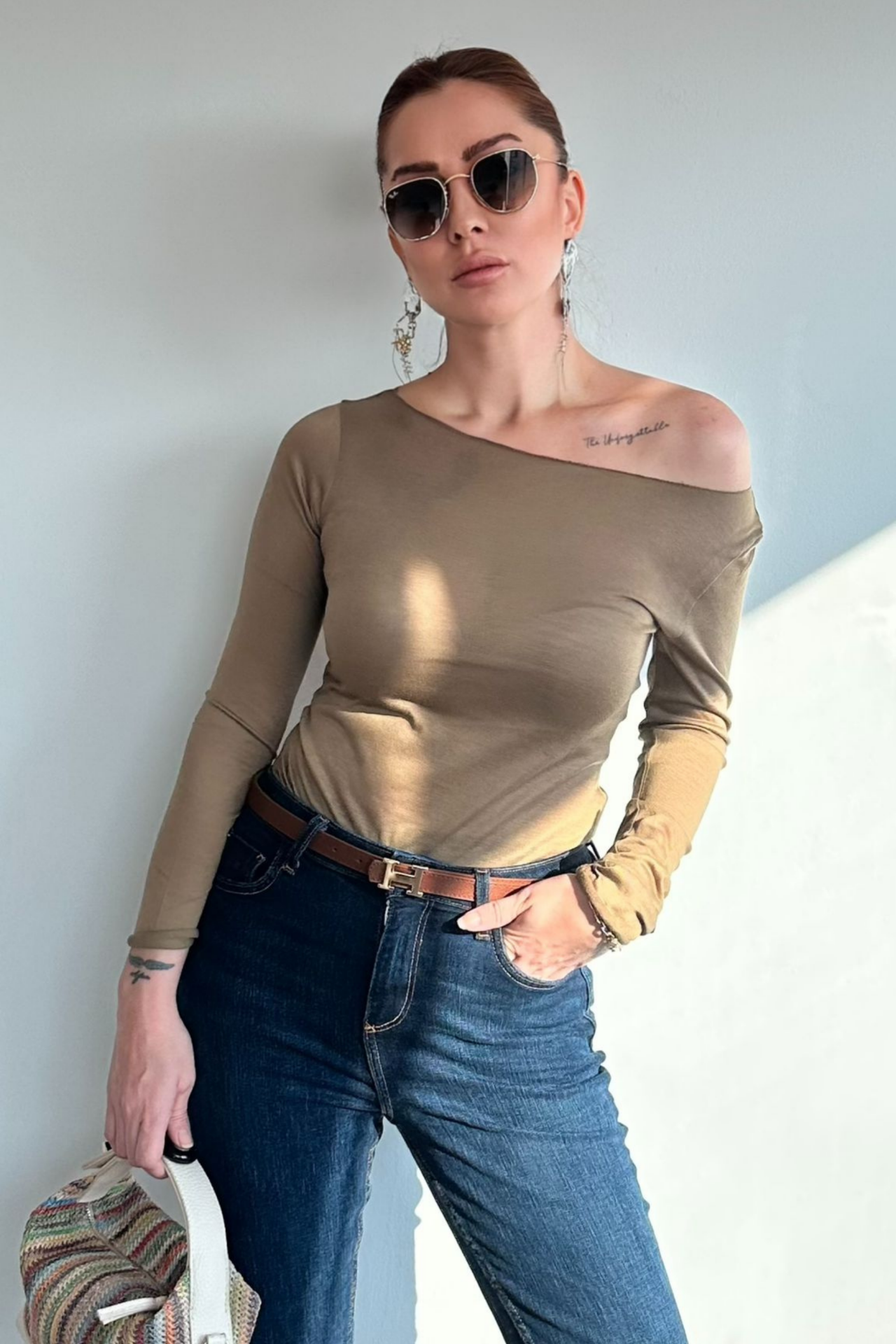 Vizon Kayık Yaka Transparan Bluz