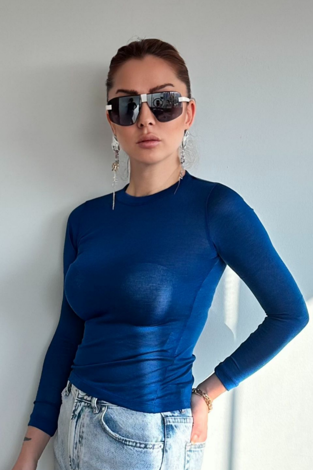 Mavi Transparan Bluz