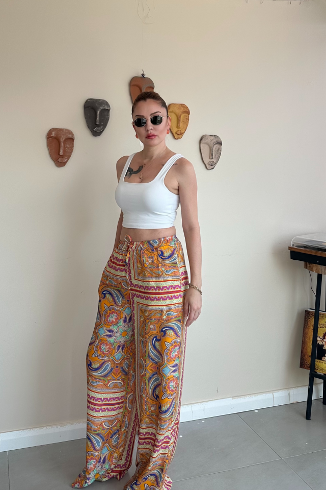 Şal Desenli Bohem Pantolon