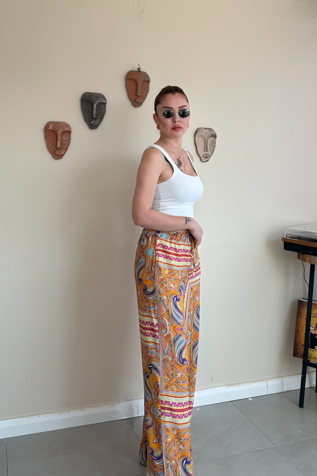 Şal Desenli Bohem Pantolon