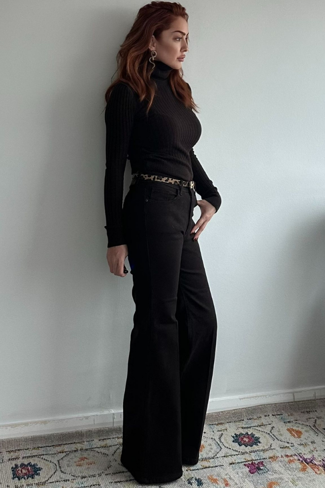 Acı Kahve İspanyol Paça Jean Pantolon