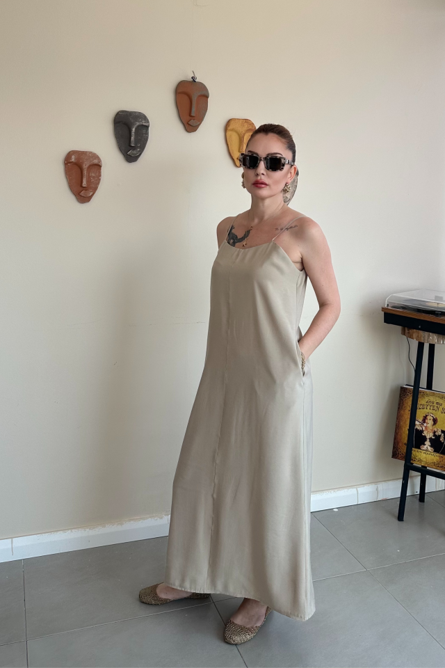 Vizon Askılı Elbise