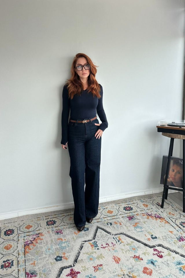 Lacivert Yüksek Bel Palazzo Jean