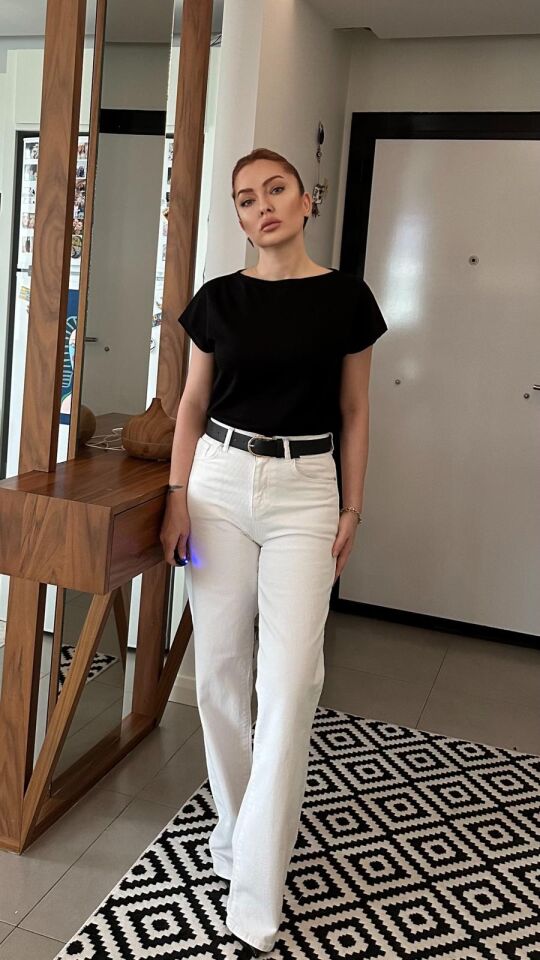 Beyaz Stright Kalıp Jean