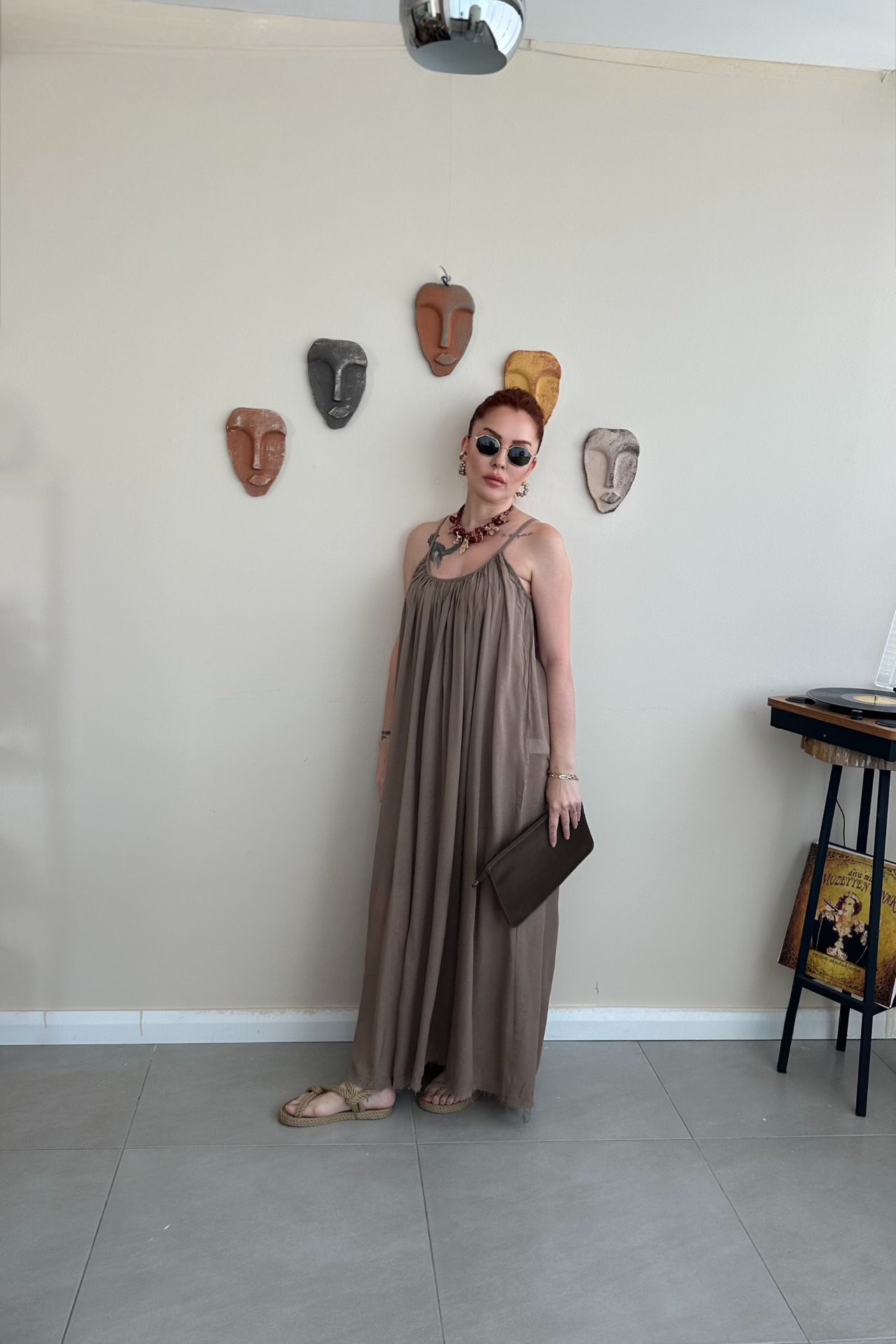 Vizon Askılı Elbise