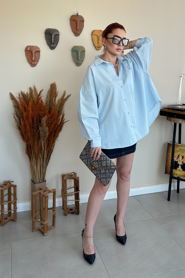 Mavi Büyük Tek Cepli Gömlek