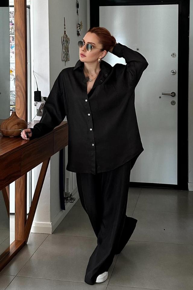 Acı Kahve Jean Tensel Gömlek Pantolon Takım