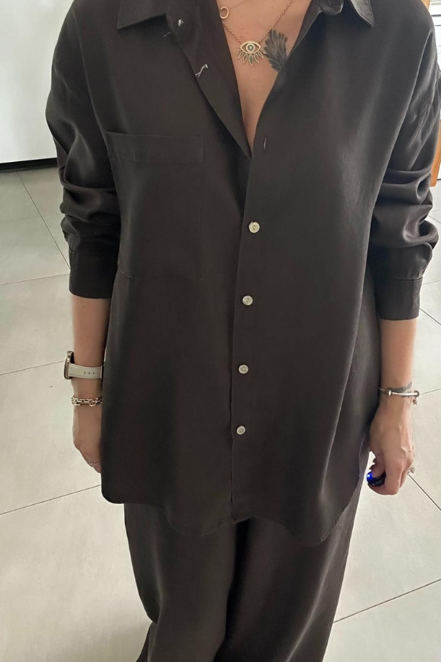 Acı Kahve Jean Tensel Gömlek Pantolon Takım