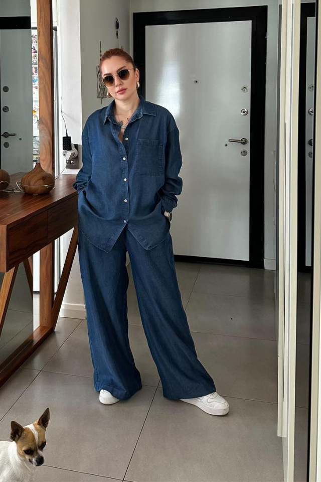Mavi Jean Tensel  Gömlek Pantolon Takım