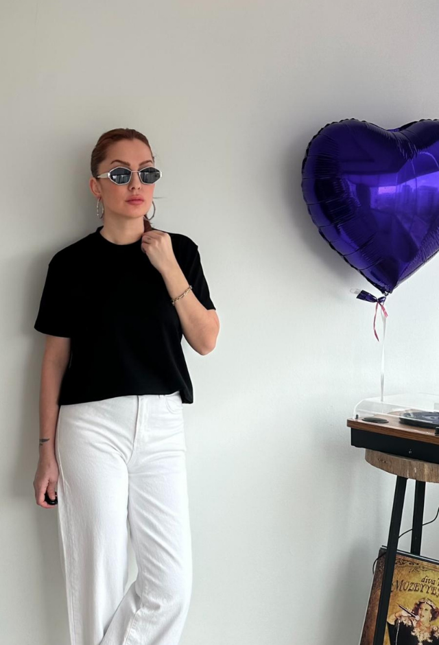 Modal Kumaş Siyah Basic Tişört