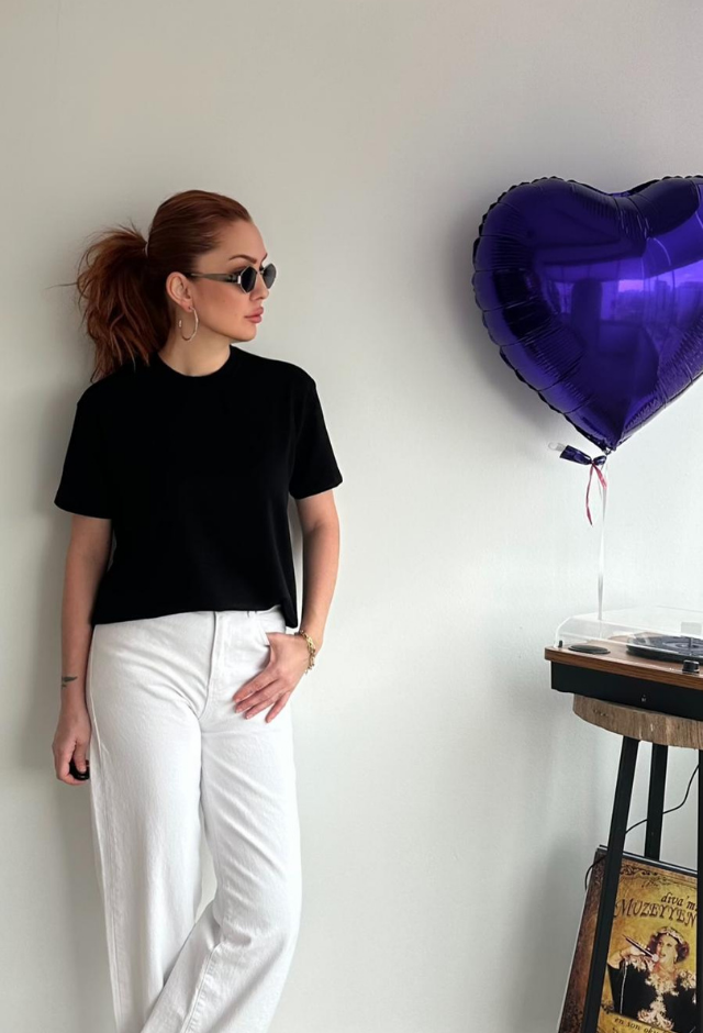 Modal Kumaş Siyah Basic Tişört