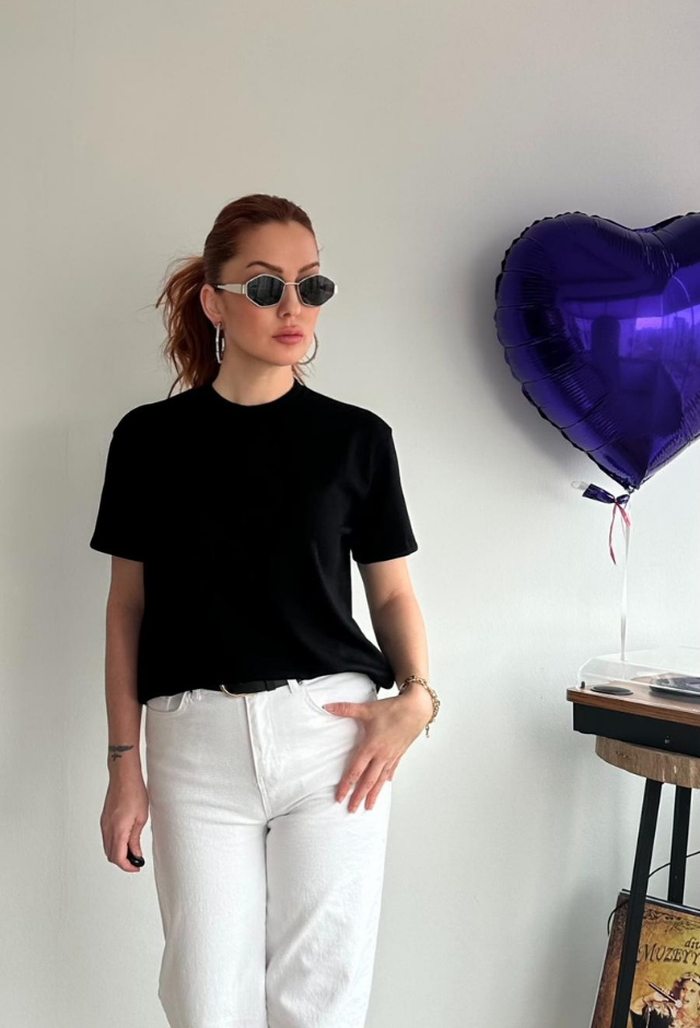 Modal Kumaş Siyah Basic Tişört