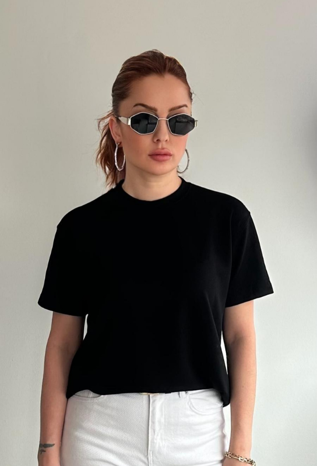 Modal Kumaş Siyah Basic Tişört