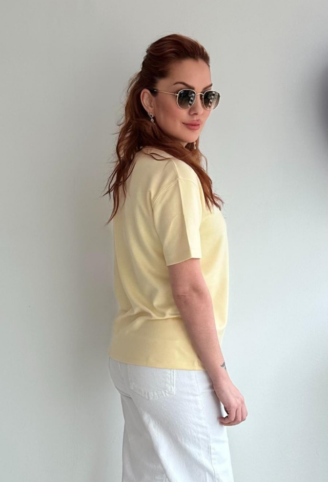 Modal Kumaş Sarı Basic Tişört