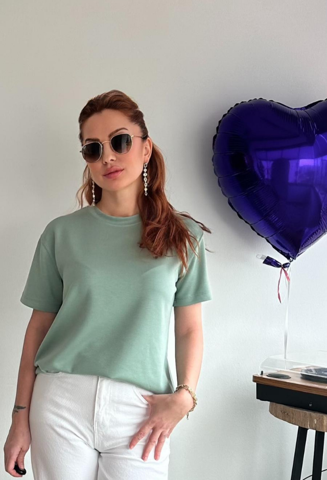 Modal Kumaş Mint Yeşili Basic Tişört