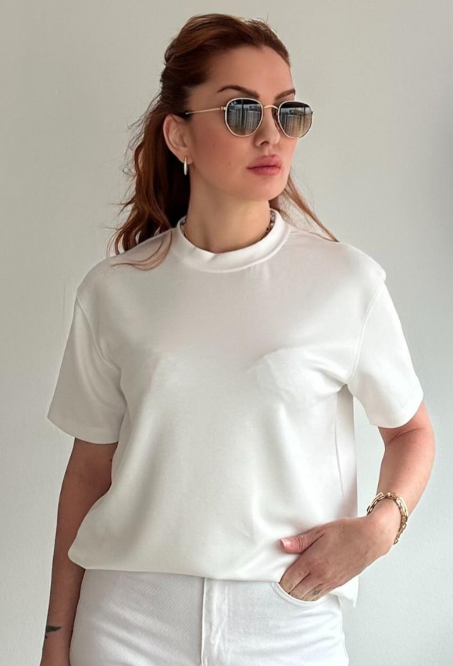 Modal Kumaş Beyaz Basic Tişört