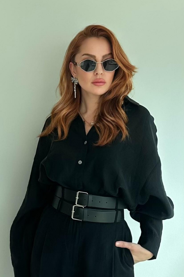 Transparan Siyah Gömlek