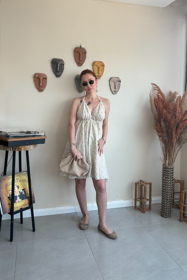 İthal Kumaş Mini Elbise