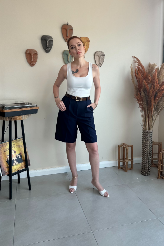 Lacivert Bermuda Şort