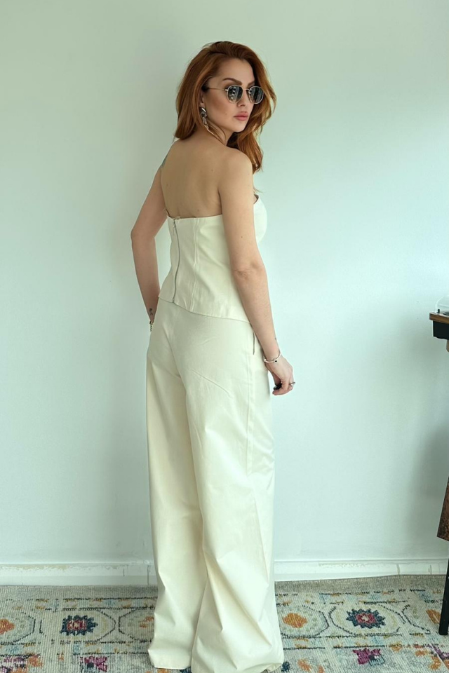 Straplez Büstiyer Pantolon Takım Taş